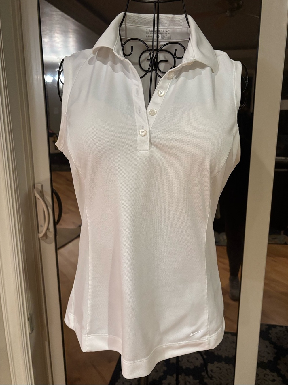 Nike White Sleeveless Polo Tank Top